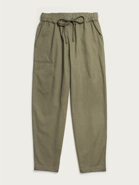 Bridge & Burn Olive Organic Cotton Drawstring Cropped Ankle Wideleg Lark Pant